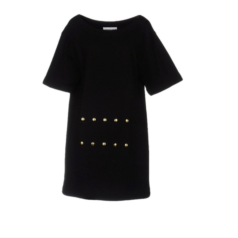 Moschino Black Mini Dress with Gold Accents